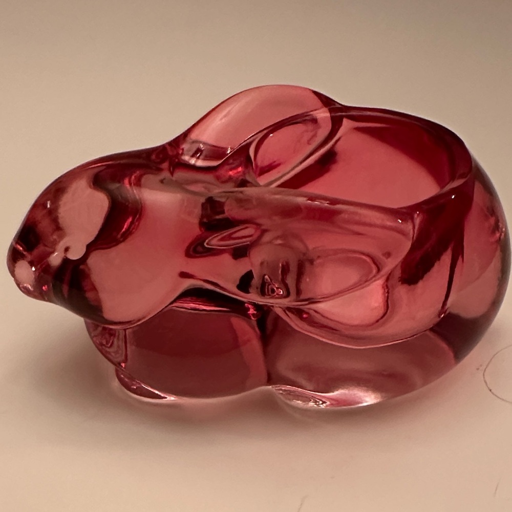 Vintage Indiana Glass Pink Bunny Votive Holder